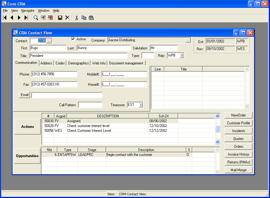 The Customer Relationship Module is designed to be your primary customer service, service support, and sales support tool.