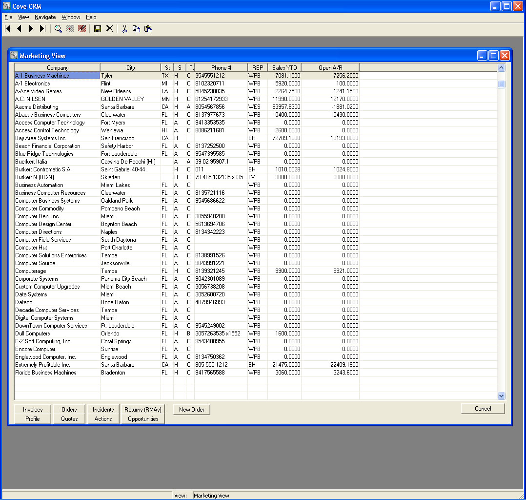 Stream V CRM contains a large variety of fields for tracking and organizing information about the individuals and companies that you do business with, and they give you complete control of the data that is critical to your business success.  The CRM module interfaces with shipping.