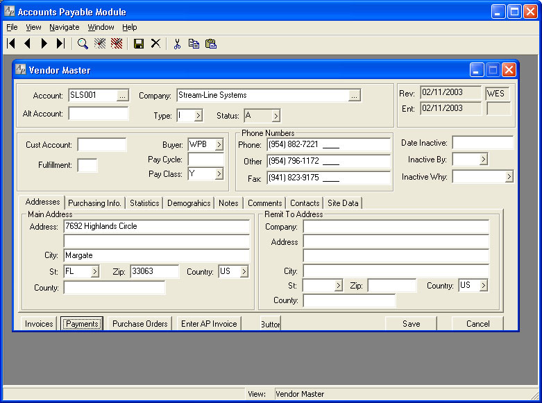 Integrated Accounts Payable works with the General Ledger to provide you with company financial information on the fly.
